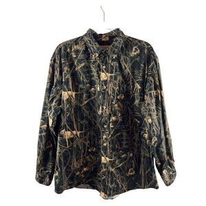 Rugged Earth Outfitters Hunting Dogs Camo Button Down Collared Shirt Large